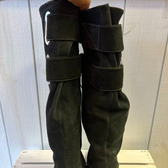 Balenciaga Astrogirl Suede Hidden Wedge Tall Boots - Picture 3 of 3